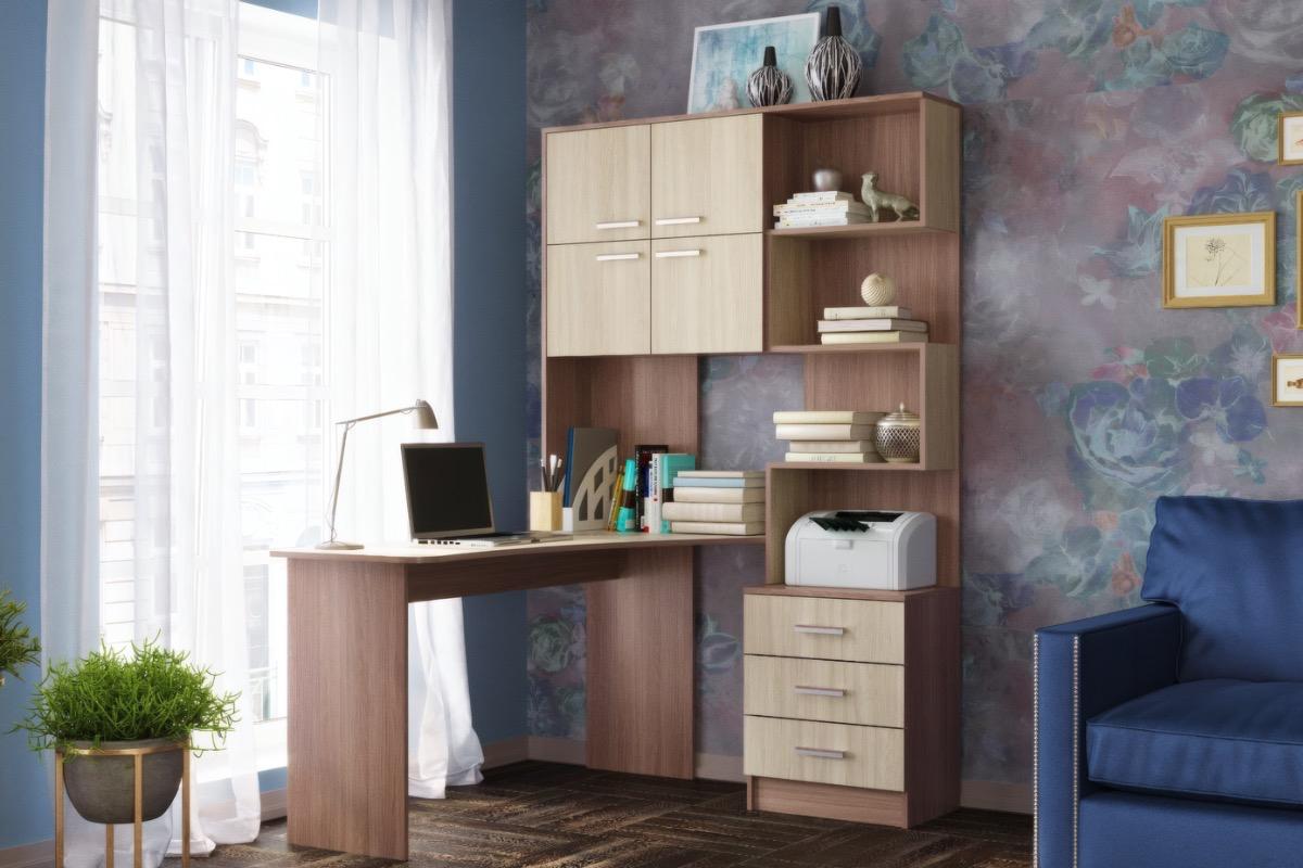 Компьютерный стол Модель-1 левый угол ясень шимо