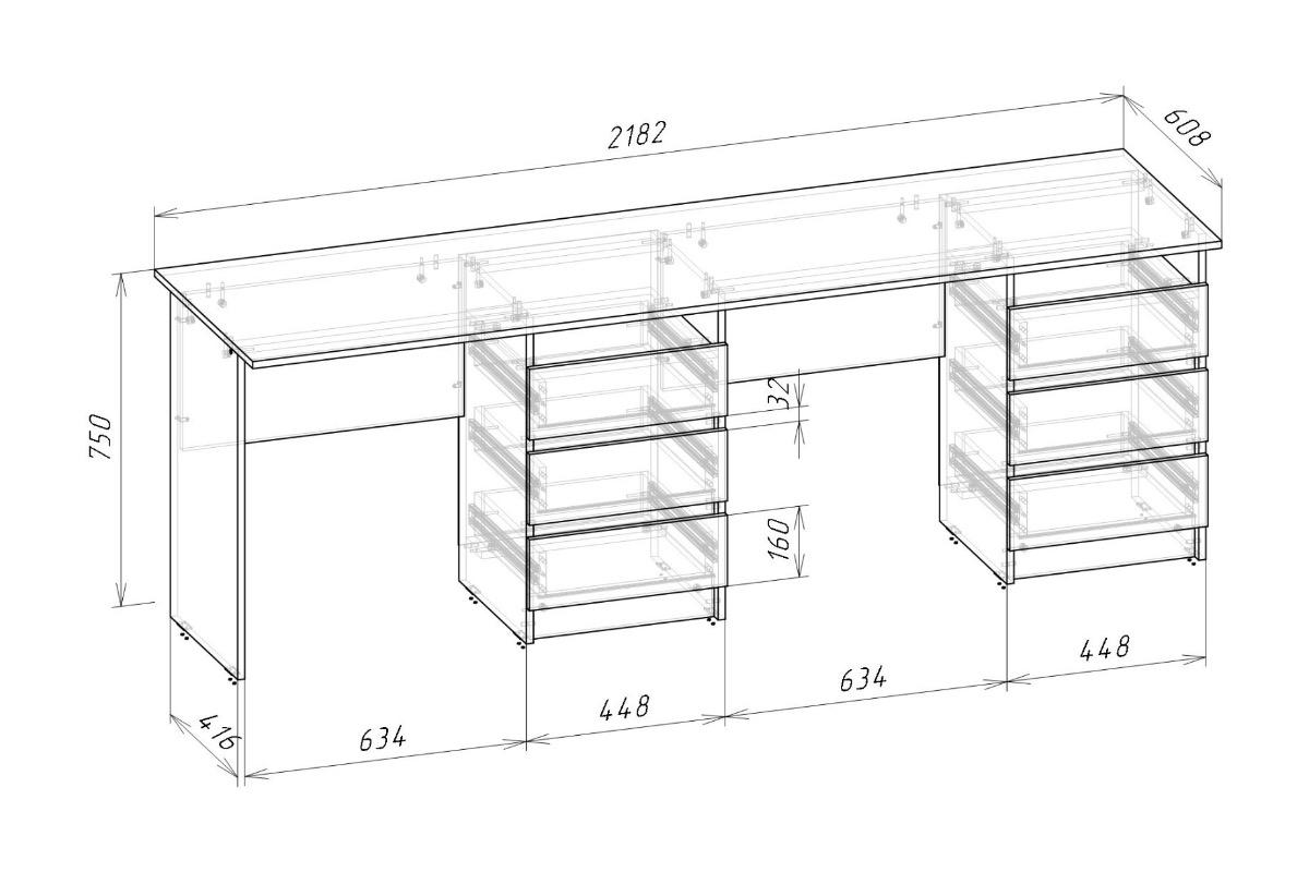 "Письменный стол тандем Зара для двоих белый" - вид 2