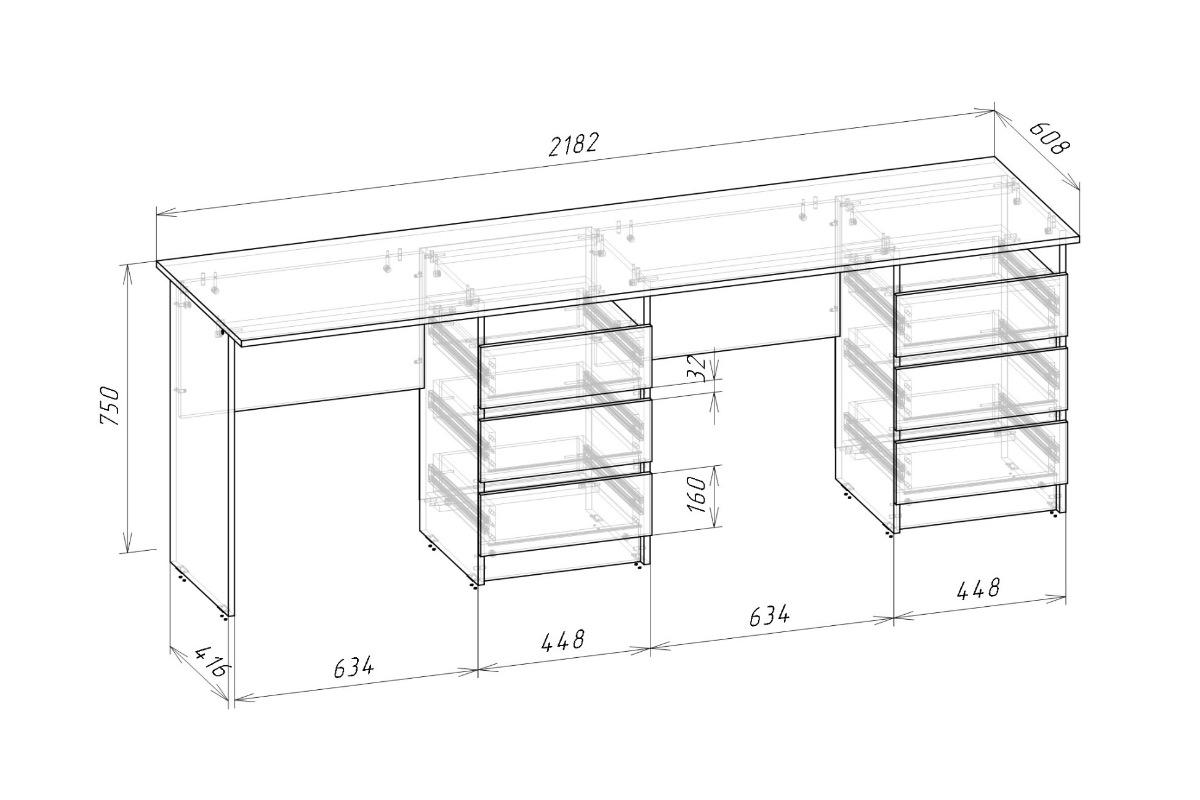 "Письменный стол Зара тандем серый графит" - вид 2