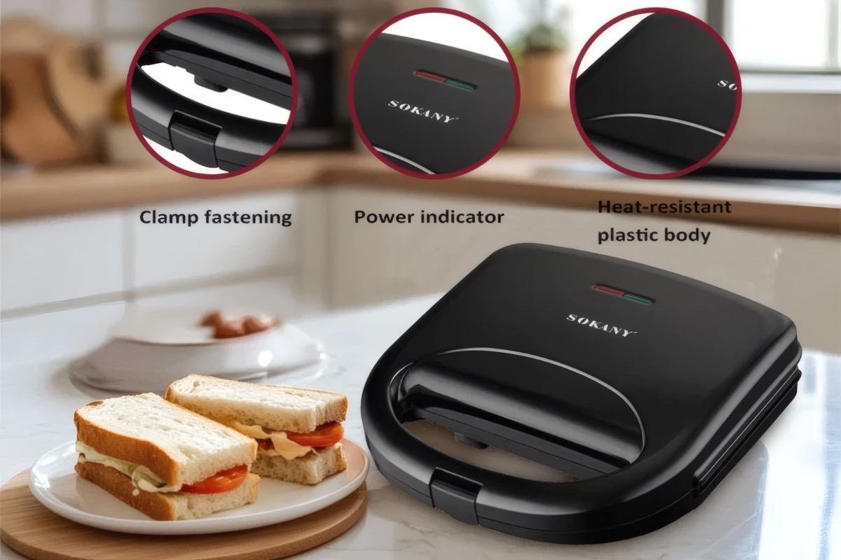 "Сэндвичница SOKANY SK-08060 750 Вт черная" - вид 4