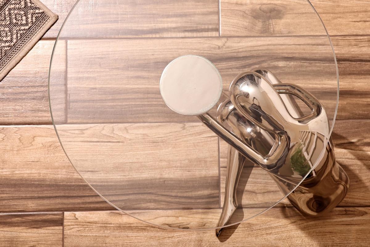 "Столик кофейный круглый алюминий стекло" - вид 2