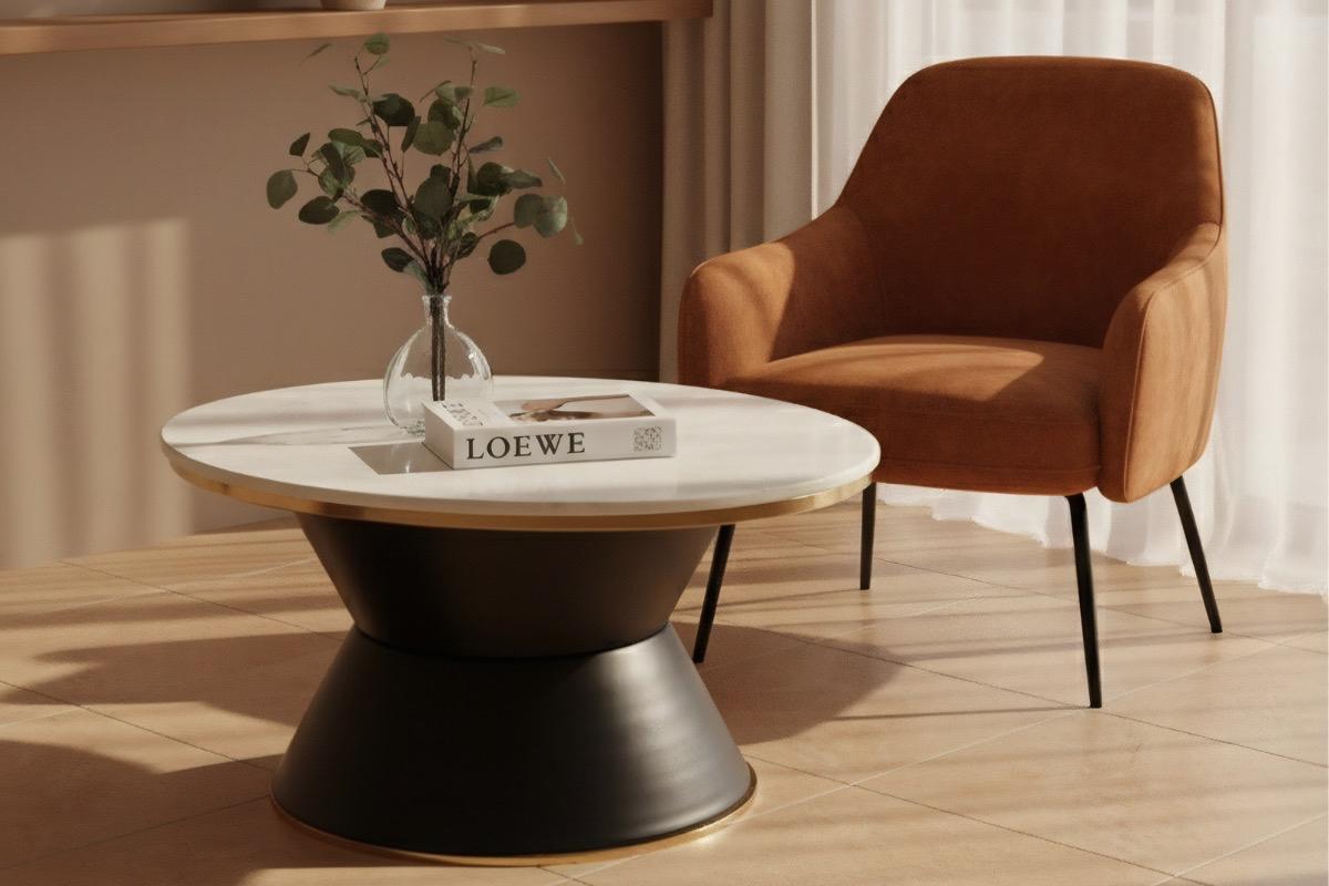 "Столик журнальный Флэт Уайт белый мрамор" - вид 2