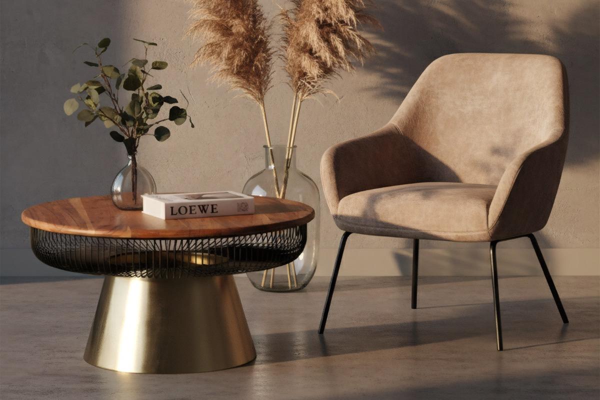 "Столик журнальный Венский кофе круглый золотистый" - вид 2